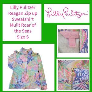 Lilly Pulitzer Reagan Zip Up Sweatshirt - Multi Roar of the Seas - Size S